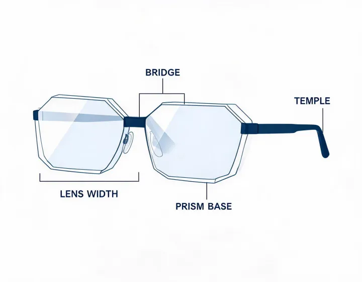 Prism glasses specification worksheet illustration, not a premises map